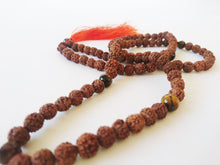 Load image into Gallery viewer, Rudraksha Mala with Tiger Eye