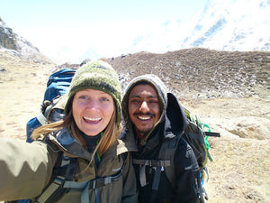 Happy in the mountain, trekking yoga Nepal