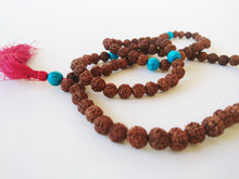 Load image into Gallery viewer, Rudraksha Mala with Turquoise